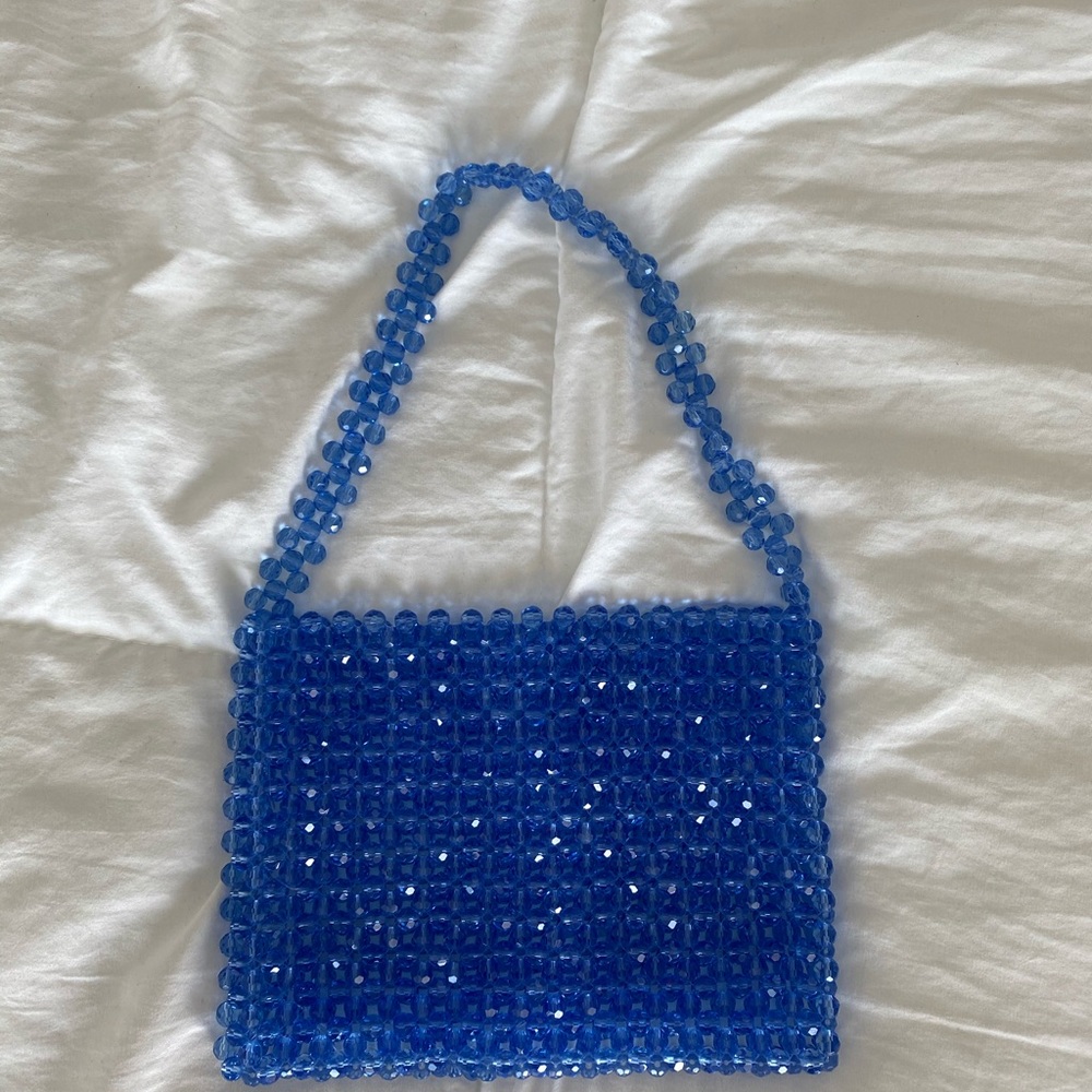 blue beaded bag